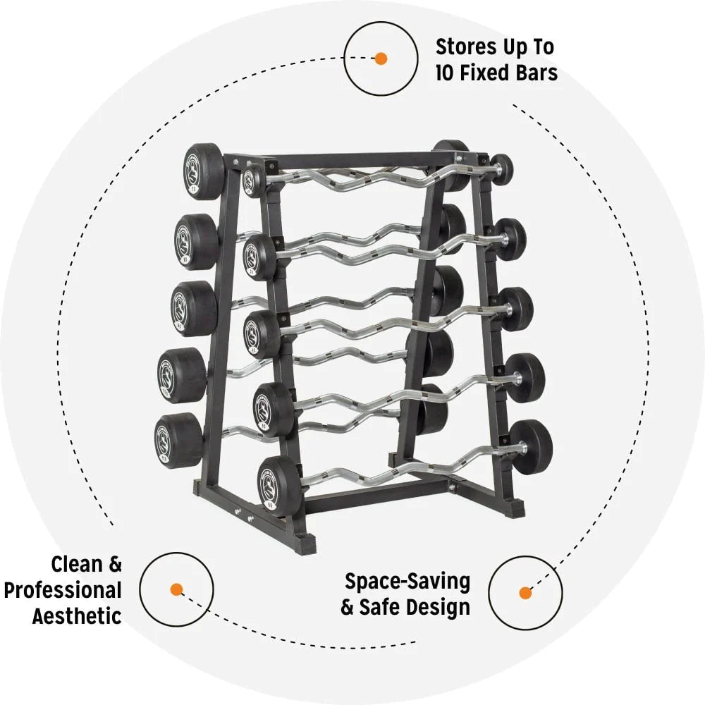 Glocken aus Stahl, Bells Of Steel Fixed Barbell Set mit Ablage