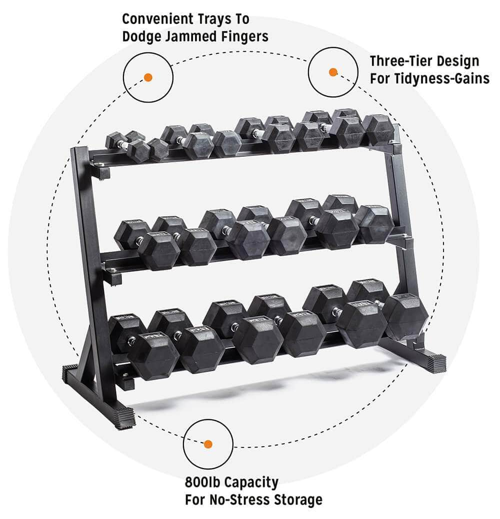 Glocken aus Stahl, Glocken aus Stahl 5-50 Lb Hex Gummi Hantelset mit Rack