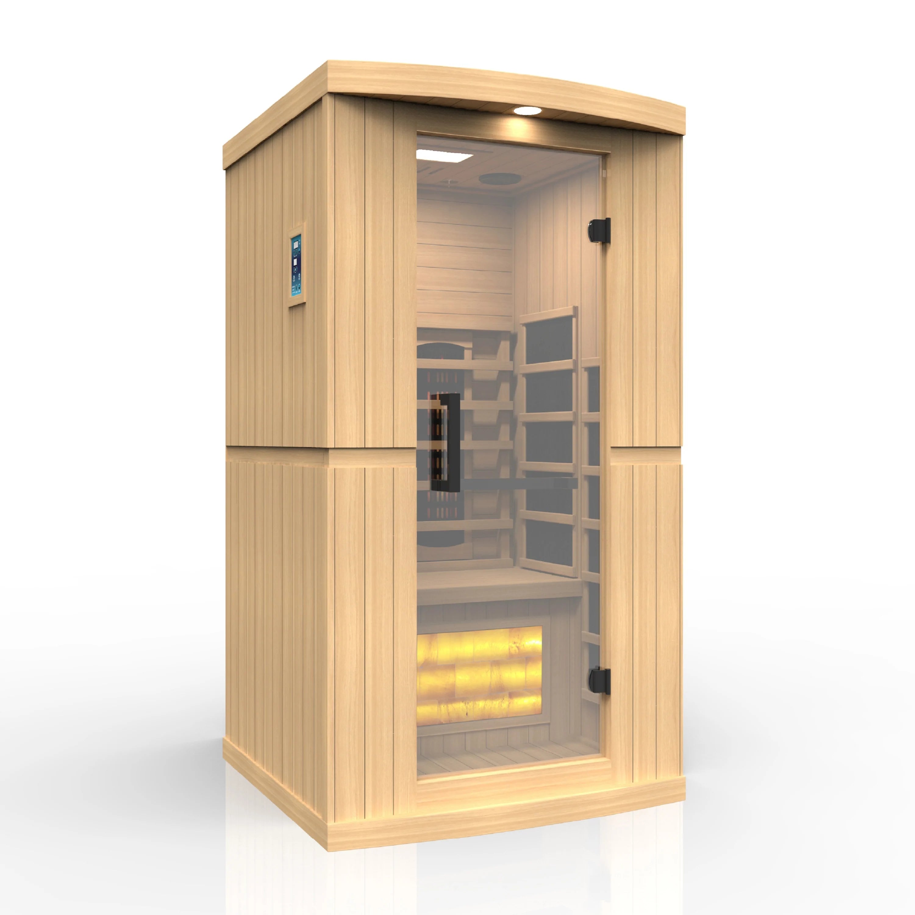 Goldene Designs, Golden Designs 1 Person Reserve Vollspektrum PureTech™ Fast Null EMF FAR Infrarot-Sauna mit Himalaya-Salz Bar-GDI-8010-02