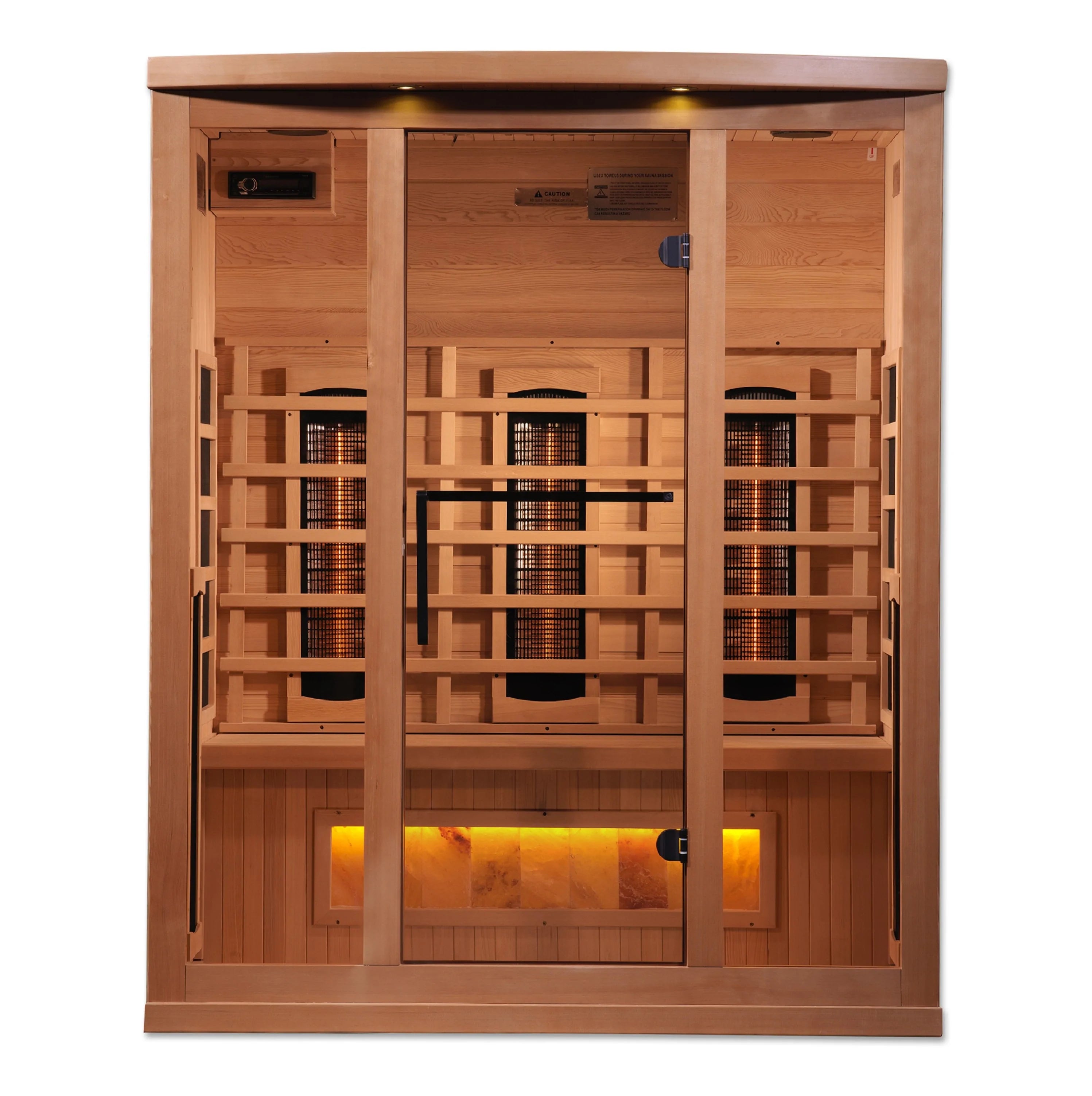 Goldene Designs, Golden Designs 3-Personen-Reserve-Vollspektrum-PureTech™ Fast-Null-EMF-FAR-Infrarotsauna mit Himalaya-Salz-Bar (Kanadischer Schierling)-GDI-8030-02