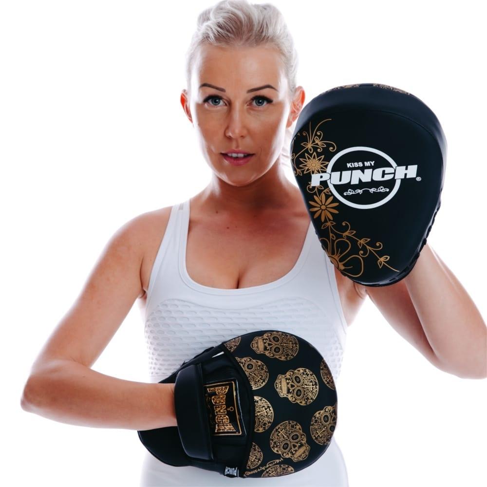 PUNCH-Ausrüstung, PUNCH Equipment Womens Boxing Focus Pads - Skull Art - Schwarz