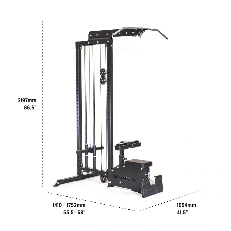 Glocken aus Stahl, Plate Loaded Lat Pulldown Low Row Maschine BoS