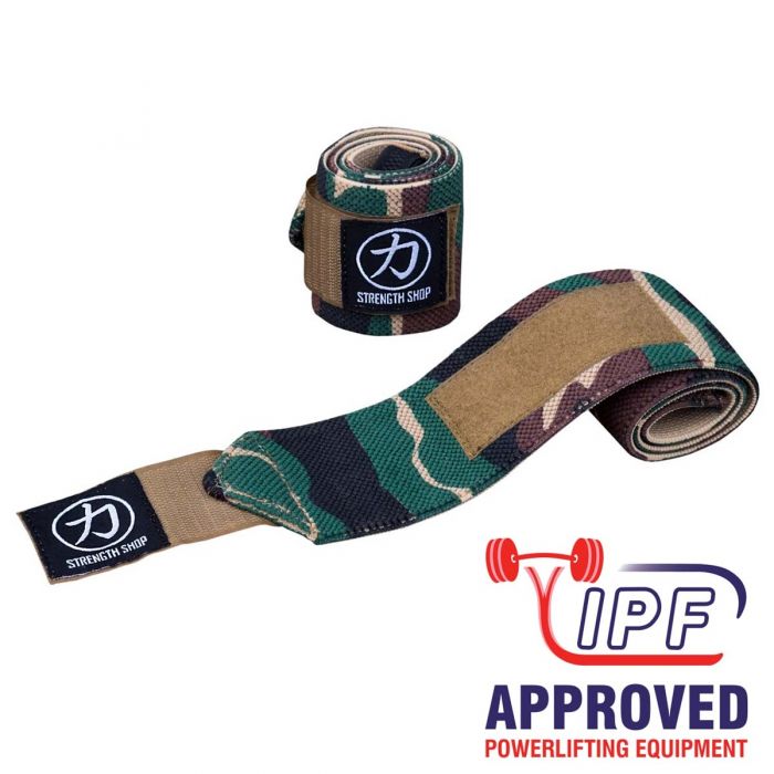 Stärke Shop USA, Strength Shop Stiff Wrist Wraps - Camo - USPA & IPF genehmigt