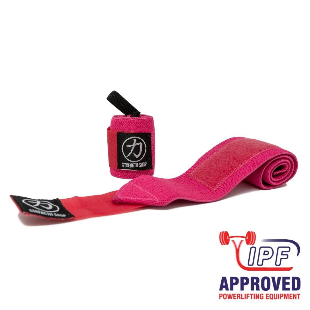 Stärke Shop USA, Strength Shop Stiff Wrist Wraps - Rosa - USPA & IPF genehmigt