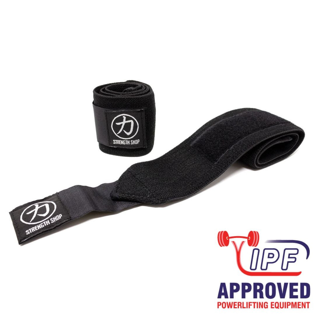 Stärke Shop USA, Strength Shop Stiff Wrist Wraps - Schwarz - USPA & IPF-geprüft