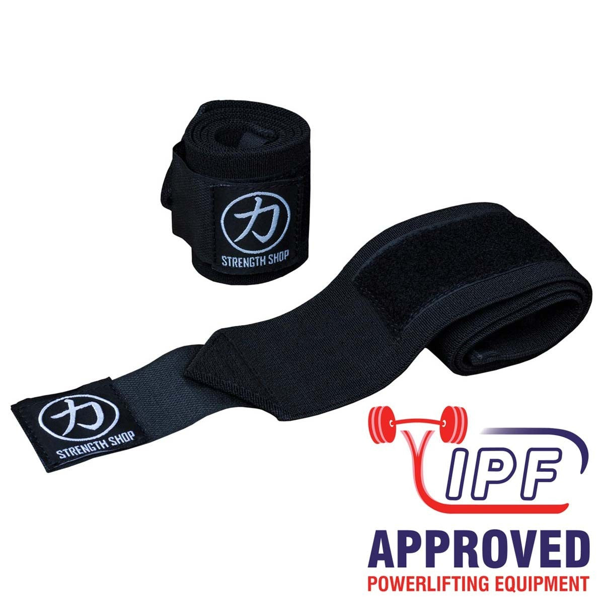 Stärke Shop USA, Strength Shop Super Stiff Wrist Wraps - Schwarz - USPA & IPF-geprüft