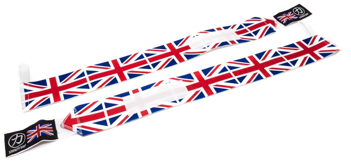 Stärke Shop USA, Strength Shop Super Stiff Wrist Wraps - UK Flag - USPA & IPF genehmigt