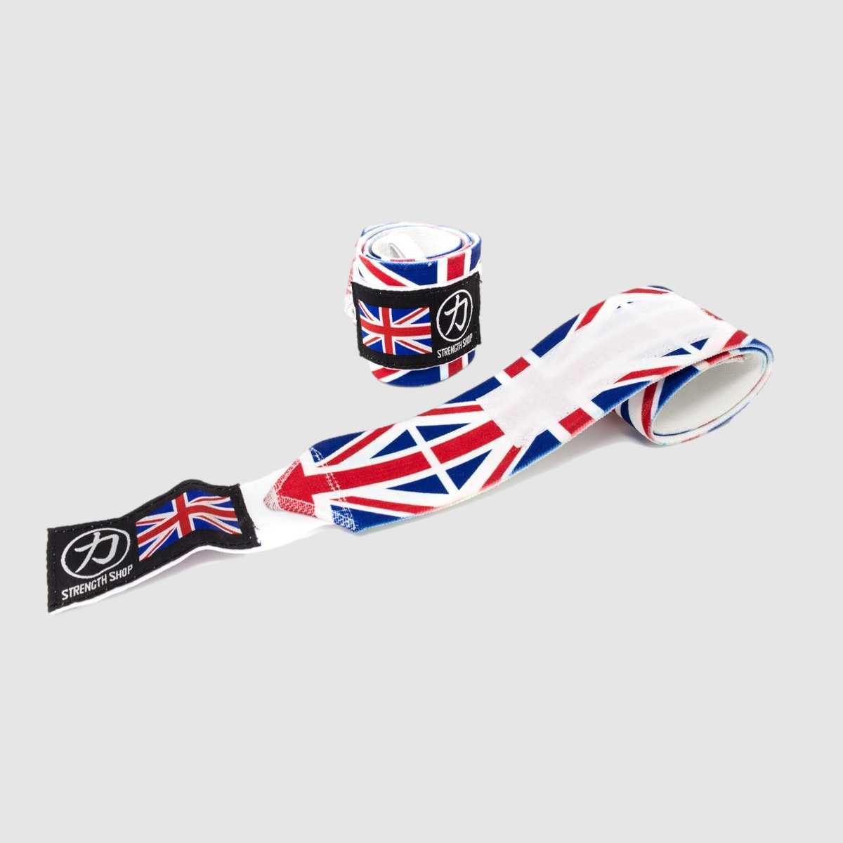 Stärke Shop USA, Strength Shop Super Stiff Wrist Wraps - UK Flag - USPA & IPF genehmigt