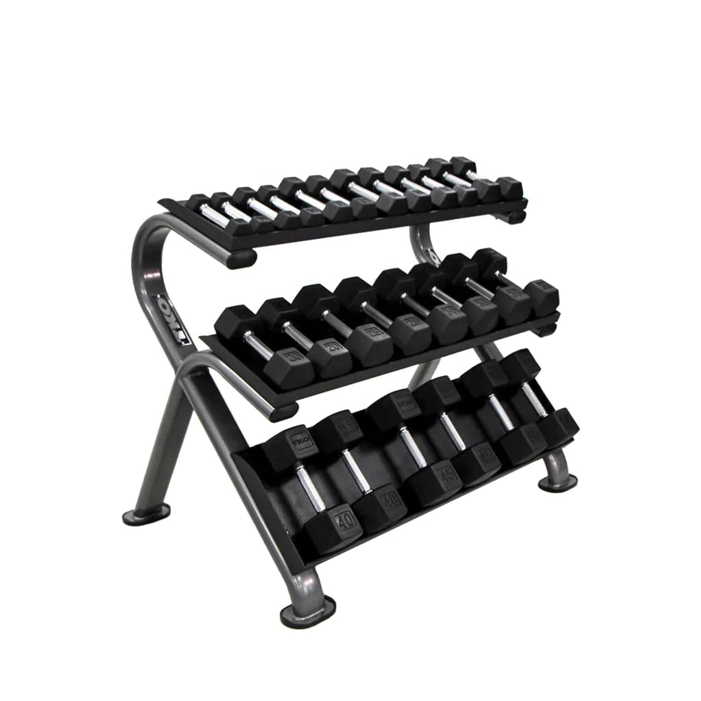 TKO Kraft und Leistung, TKO 5-50 Lb. Hantelset mit 890HDR 3 Tier Commercial Rack