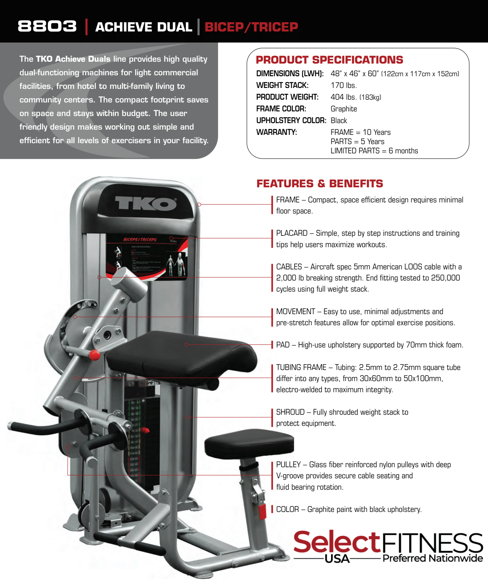 TKO Kraft und Leistung, TKO Dual Bizeps/Trizeps Kabelmaschine