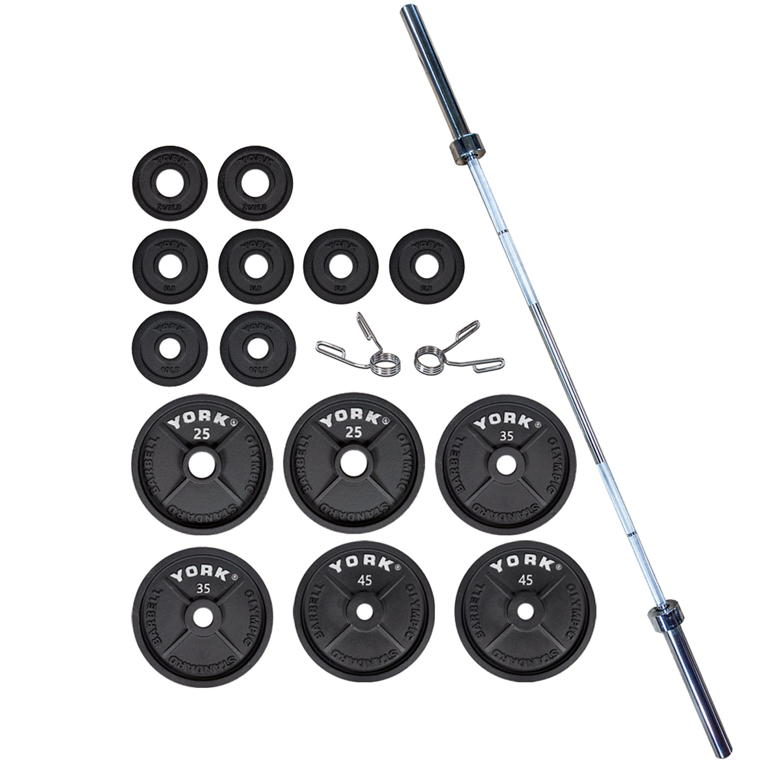 Langhantel York, York Barbell 2″ Gusseisen Olympische Hantelscheiben Set (300lb Set) - 2900