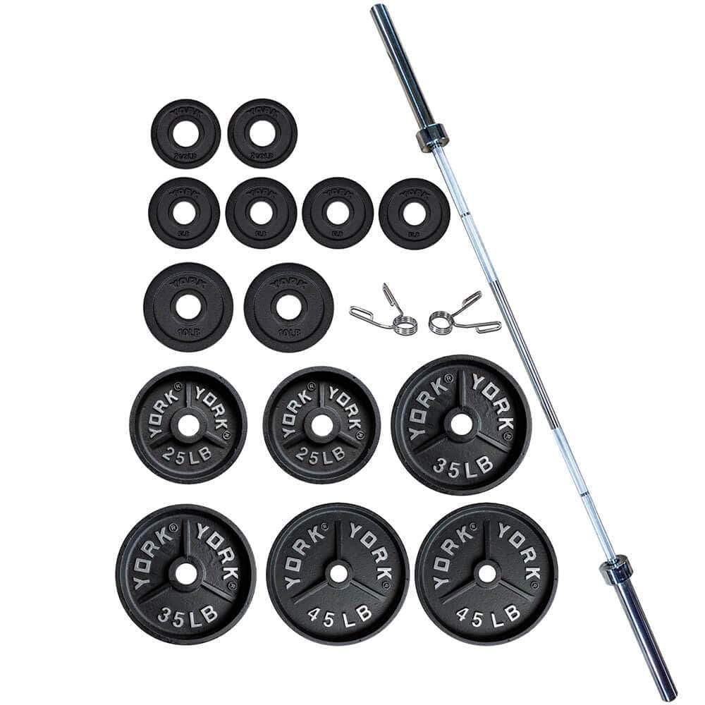 Yorker Langhantel, York Barbell 300lb Deep Dish Gusseisen olympisches Set