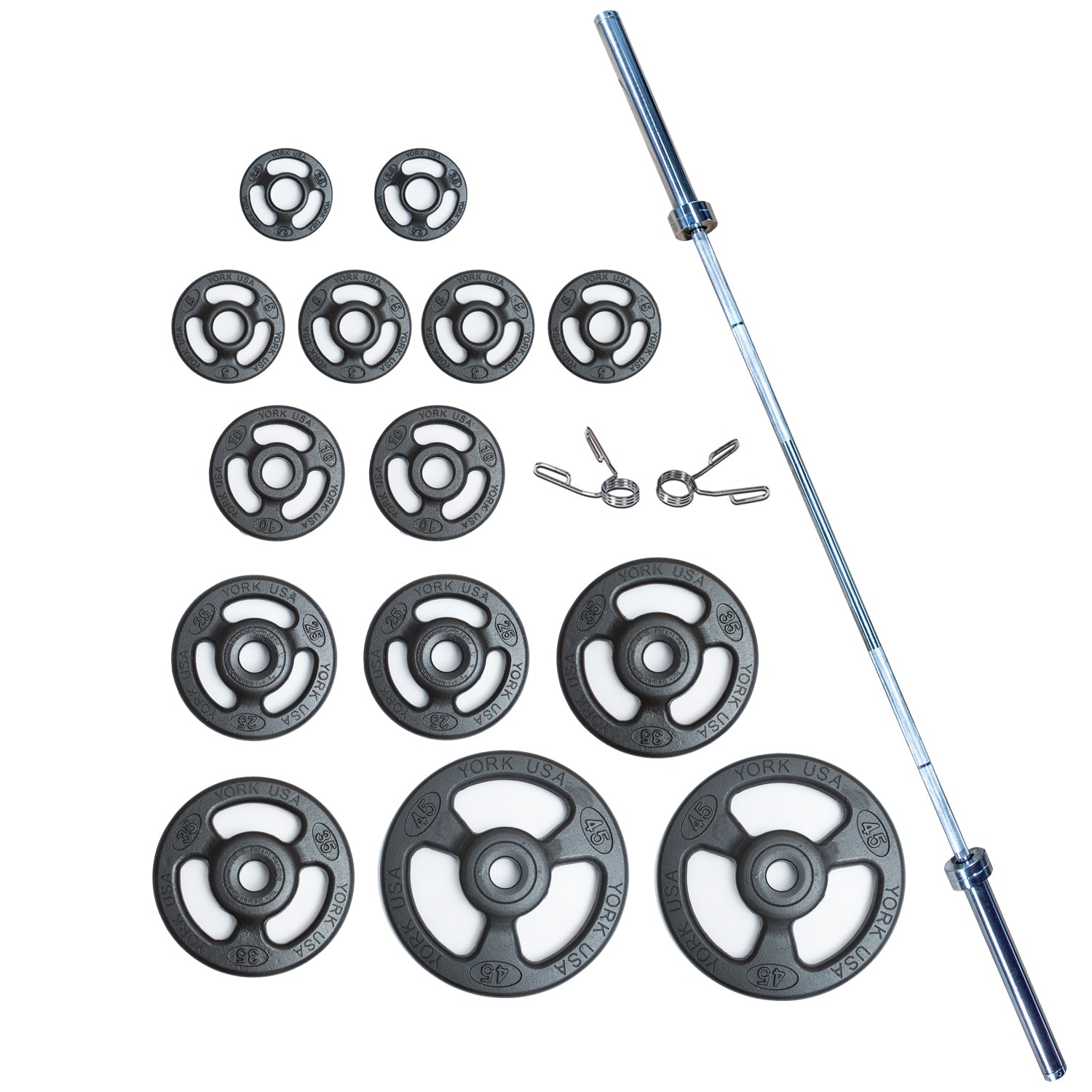 York Barbell, York Barbell Iso-Grip Stahl Olympische Platte Set - 29017